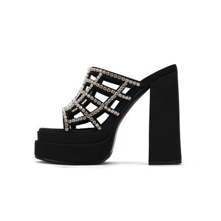 New Fish Mouth High-heeled Rhinestone Hollow Sandals