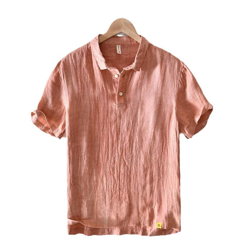 Thin Solid Color Short T-shirt Men's Casual Breathable Stitching