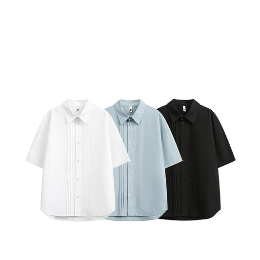 Retro Simple Loose Shirt Short Sleeve